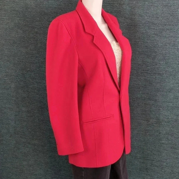 Vintage Lizwear Petites  Red Wool Blend Jacket - Picture 5 of 9